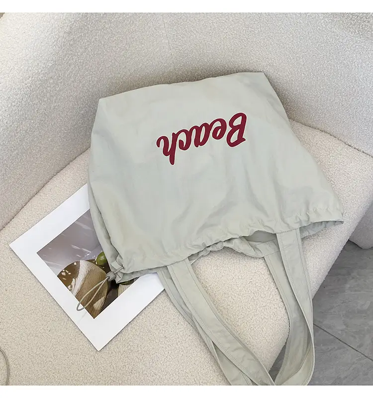 Women's Canvas Shoulder Bag with "Beach" Print — feature 19