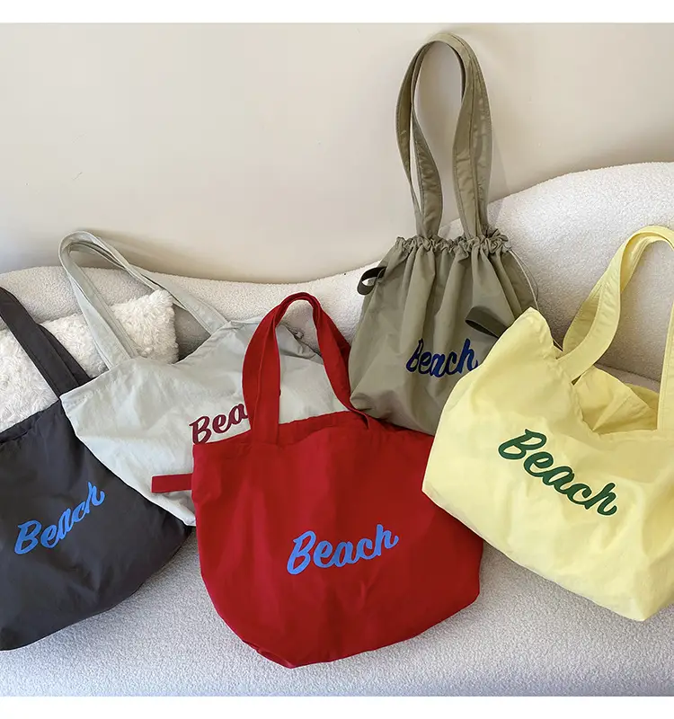 Women's Canvas Shoulder Bag with "Beach" Print — feature 2