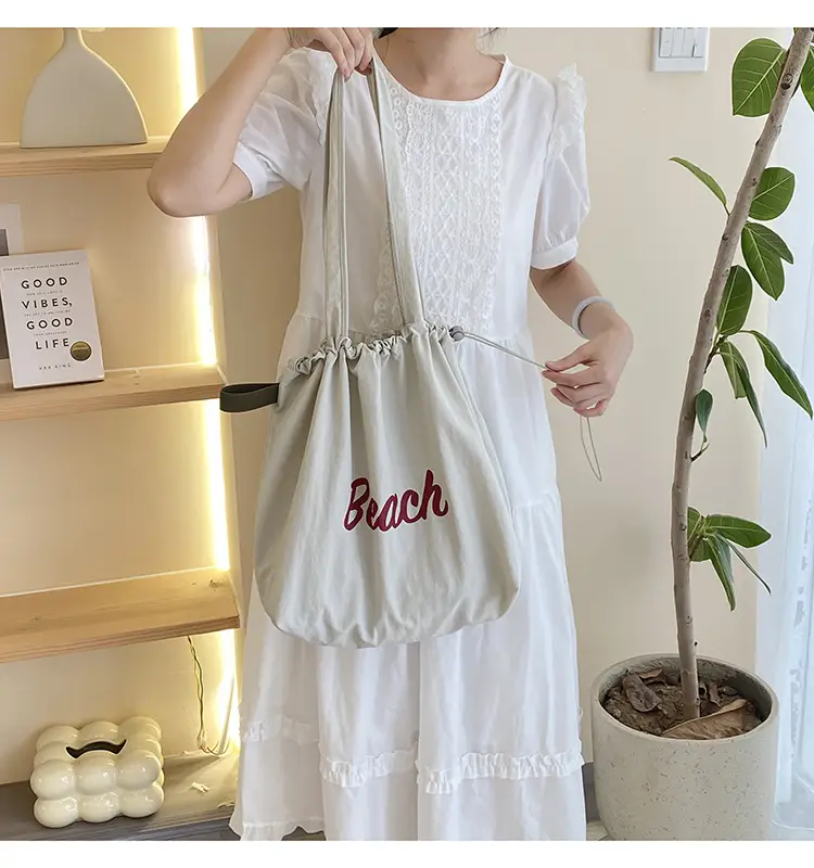 Women's Canvas Shoulder Bag with "Beach" Print — feature 20