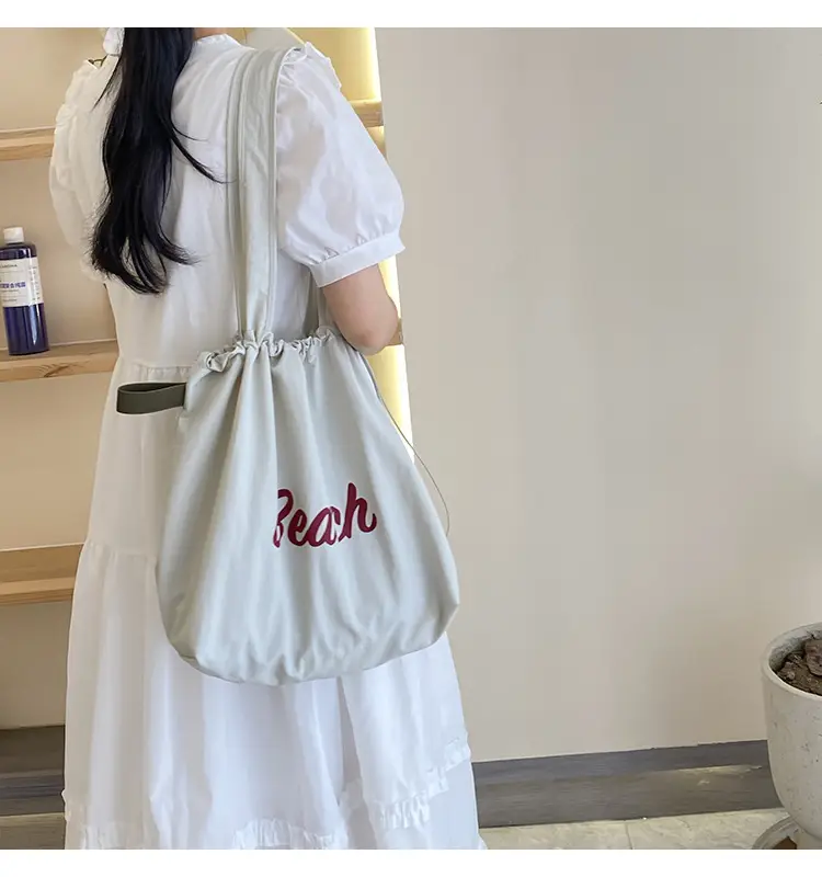 Women's Canvas Shoulder Bag with "Beach" Print — feature 21