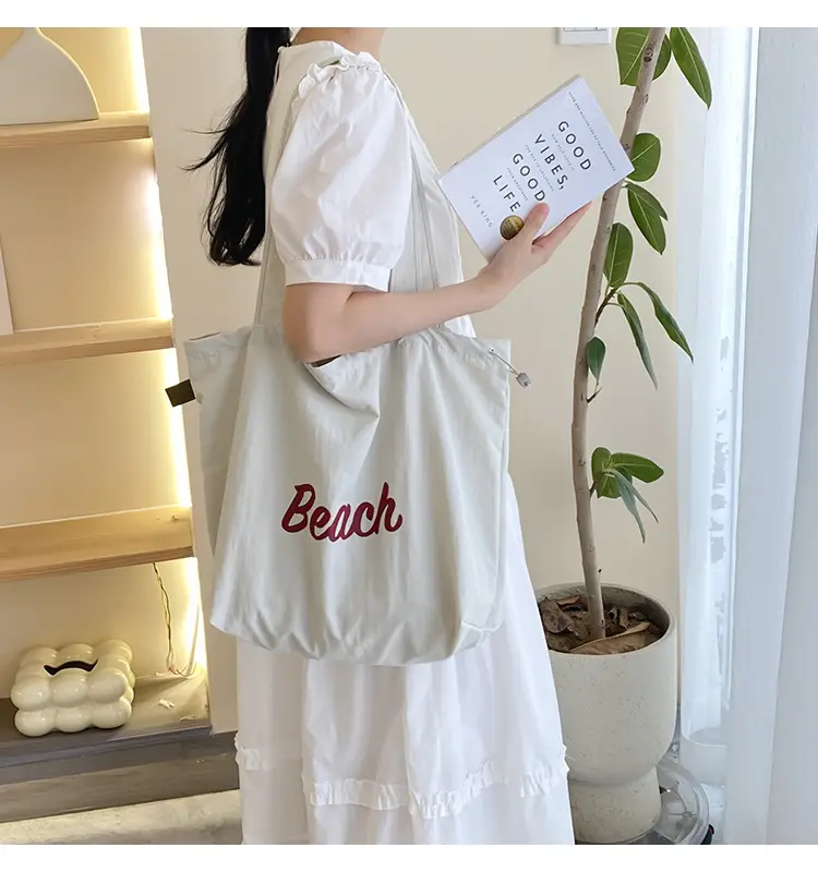 Women's Canvas Shoulder Bag with "Beach" Print — feature 23