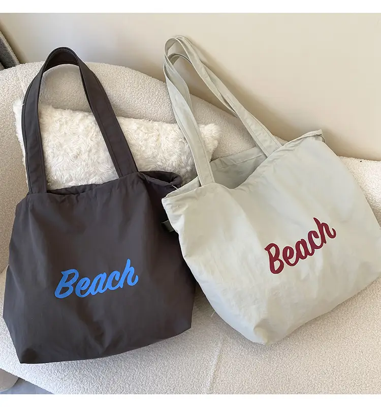 Women's Canvas Shoulder Bag with "Beach" Print — feature 24