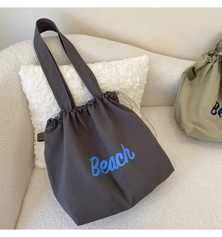 Women's Canvas Shoulder Bag with "Beach" Print — feature 25