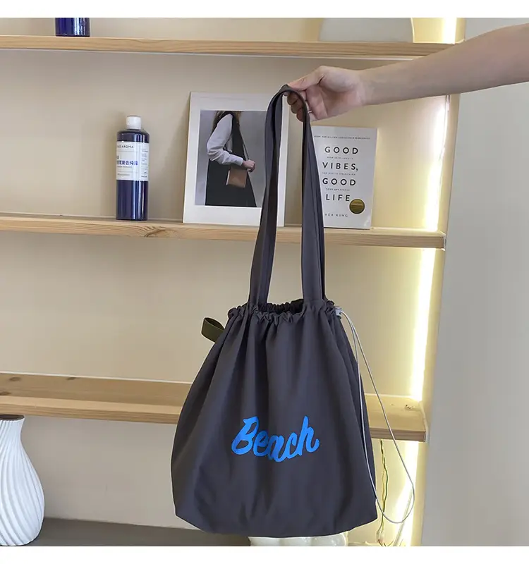 Women's Canvas Shoulder Bag with "Beach" Print — feature 26