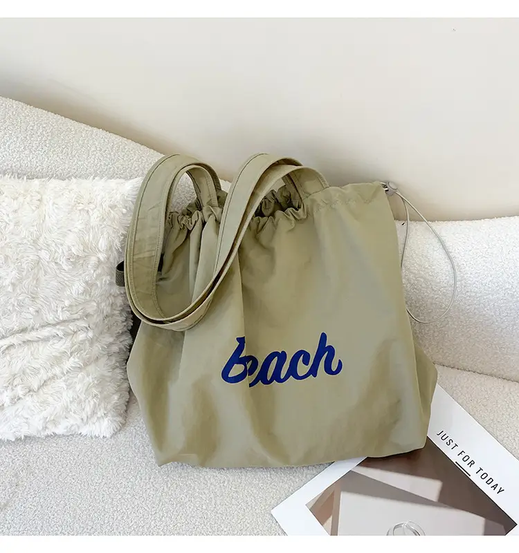 Women's Canvas Shoulder Bag with "Beach" Print — feature 32