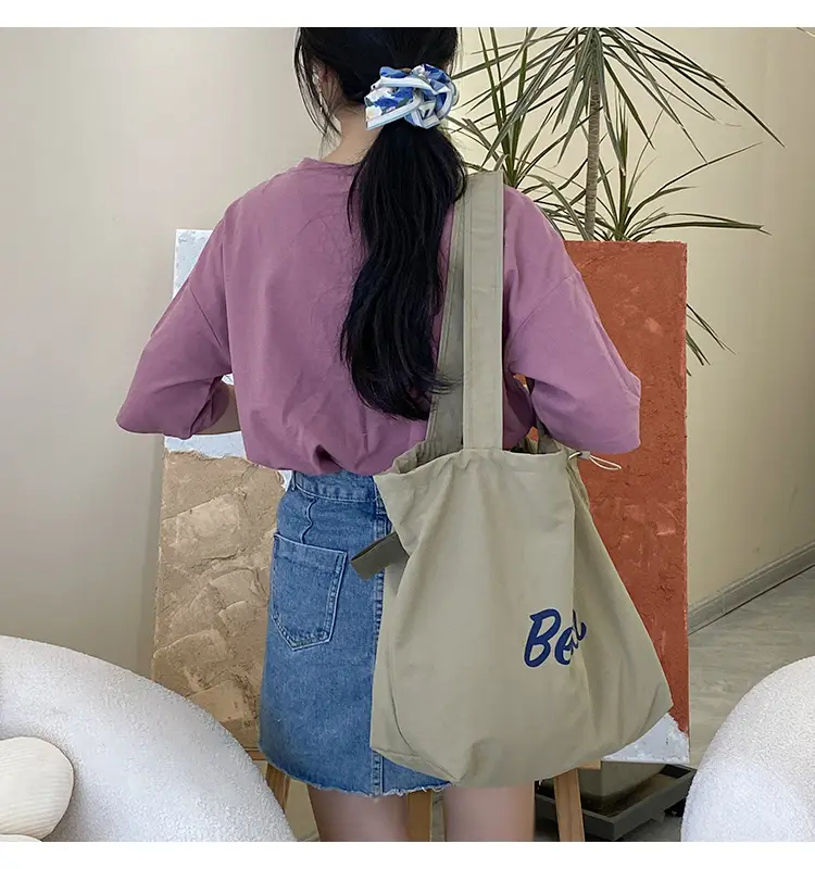 Women's Canvas Shoulder Bag with "Beach" Print — feature 36