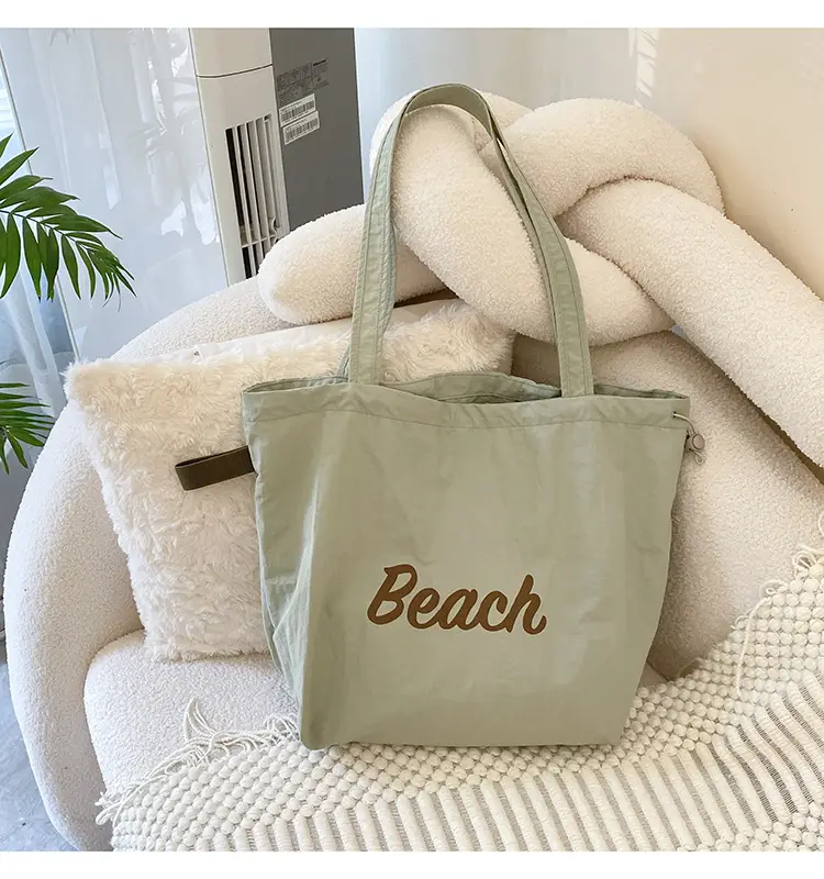 Women's Canvas Shoulder Bag with "Beach" Print — feature 38
