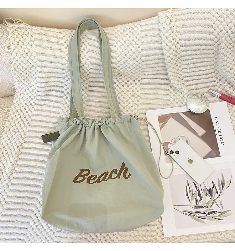 Women's Canvas Shoulder Bag with "Beach" Print — feature 39