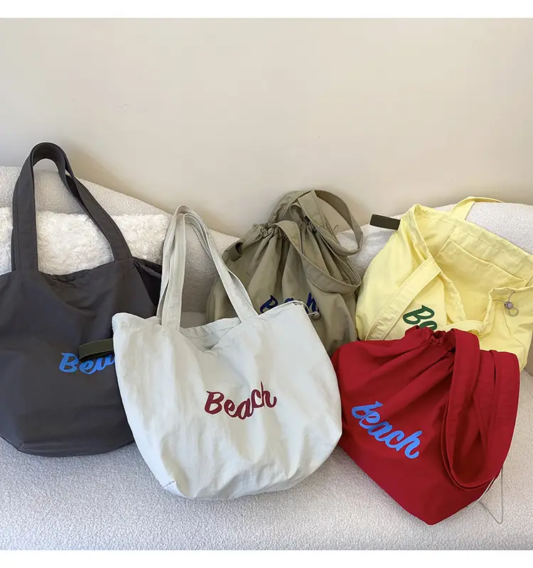 Women's Canvas Shoulder Bag with "Beach" Print — feature 4