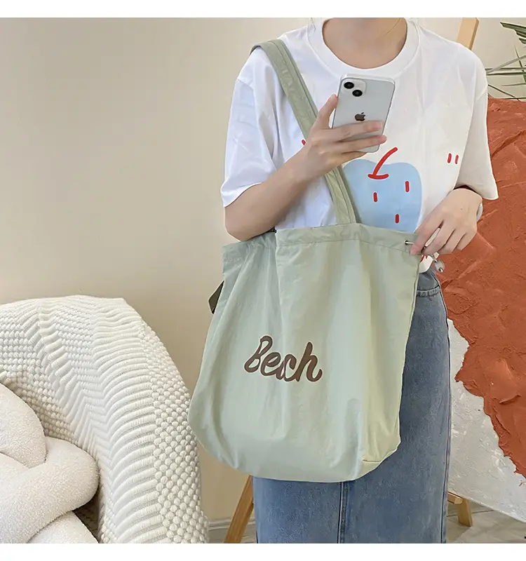 Women's Canvas Shoulder Bag with "Beach" Print — feature 41