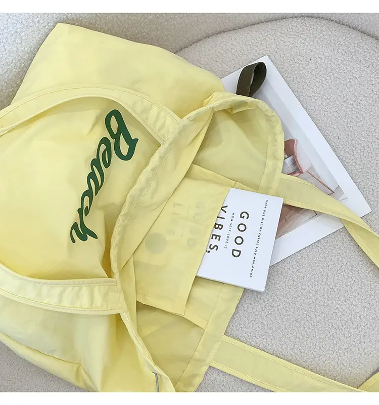 Women's Canvas Shoulder Bag with "Beach" Print — feature 5