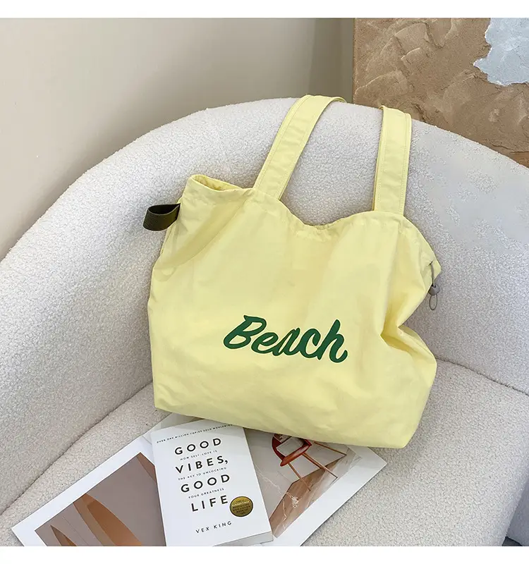 Women's Canvas Shoulder Bag with "Beach" Print — feature 6