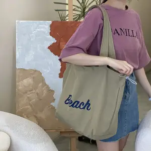 Women's Canvas Shoulder Bag with "Beach" Print - Image 10