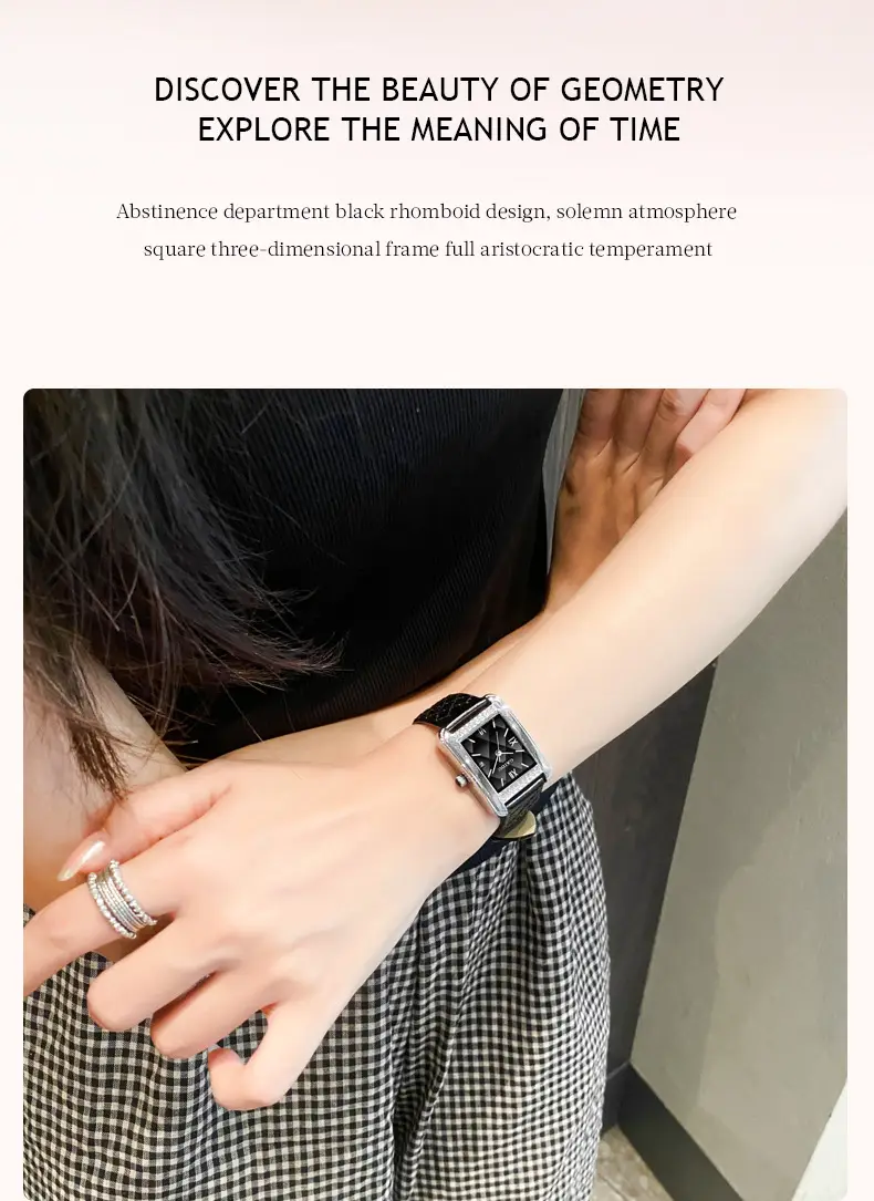 Kaidu Vintage Square Diamond Watch Women Black Leather — feature 11