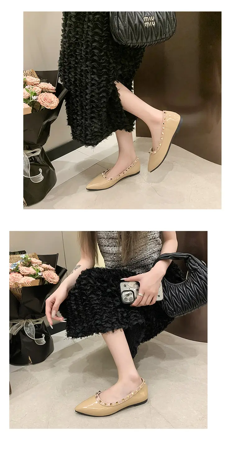 Women Pointed Toe Flats Black 2025 Summer — feature 14