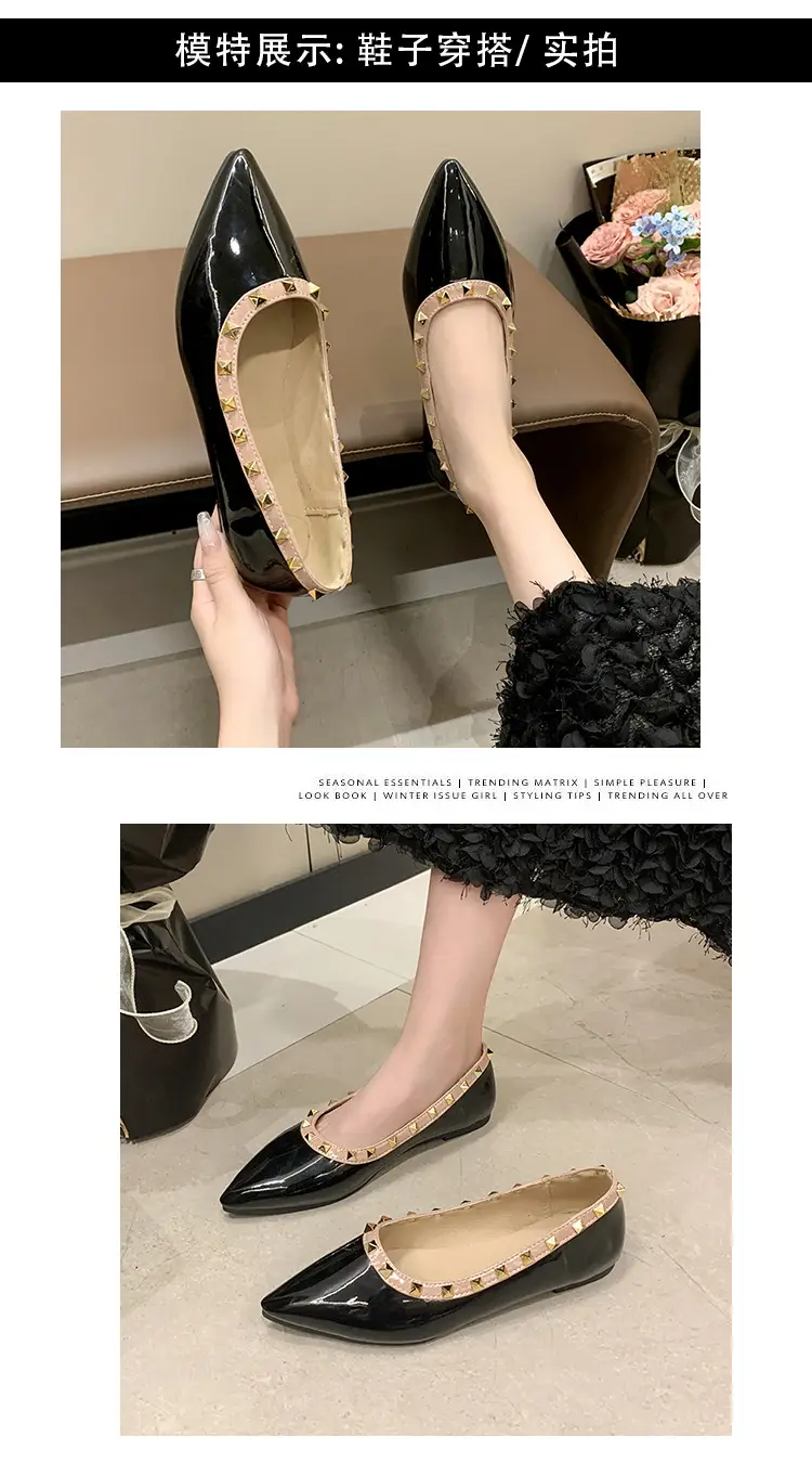 Women Pointed Toe Flats Black 2025 Summer — feature 4