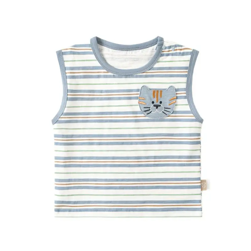 Children's Striped Sleeveless Baby Vest with Cute Design
