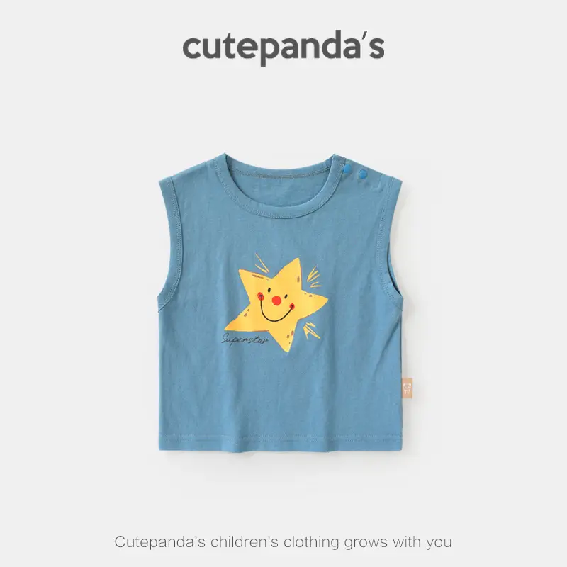 Children's Striped Sleeveless Baby Vest with Cute Design