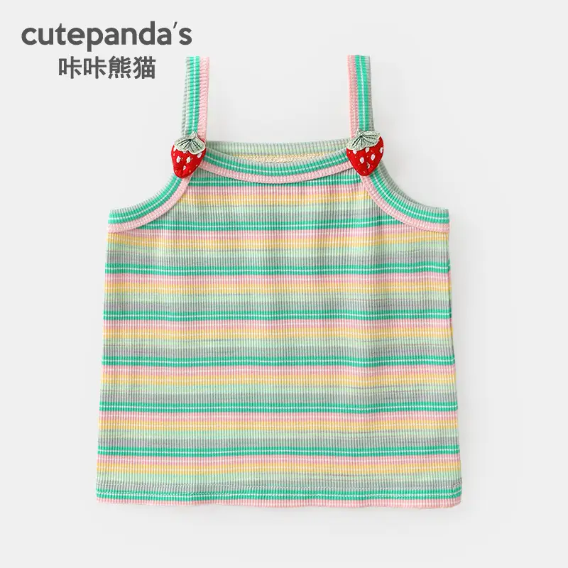 Children's Striped Sleeveless Baby Vest with Cute Design
