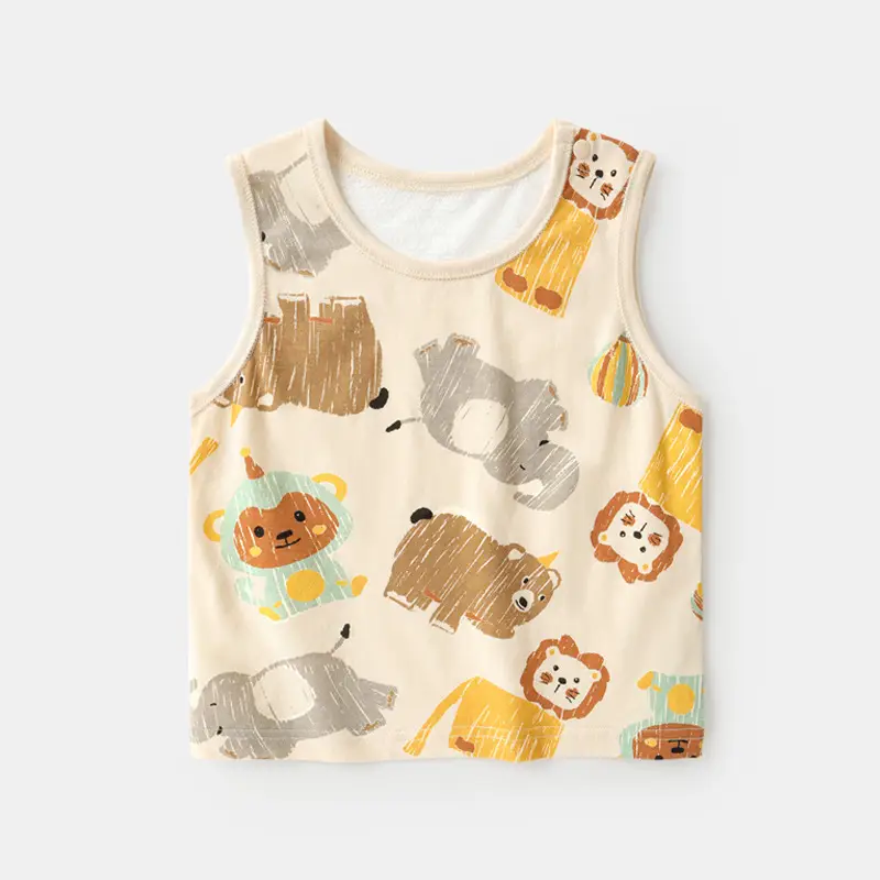 Children's Striped Sleeveless Baby Vest with Cute Design