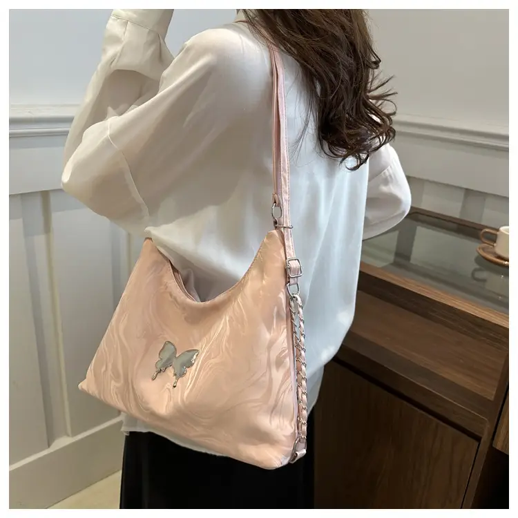 Multifunctional Bow Backpack 2024 New Fashionable Textile Chain Shoulder Bag Large Capacity Commuter Tote Bag — feature 15