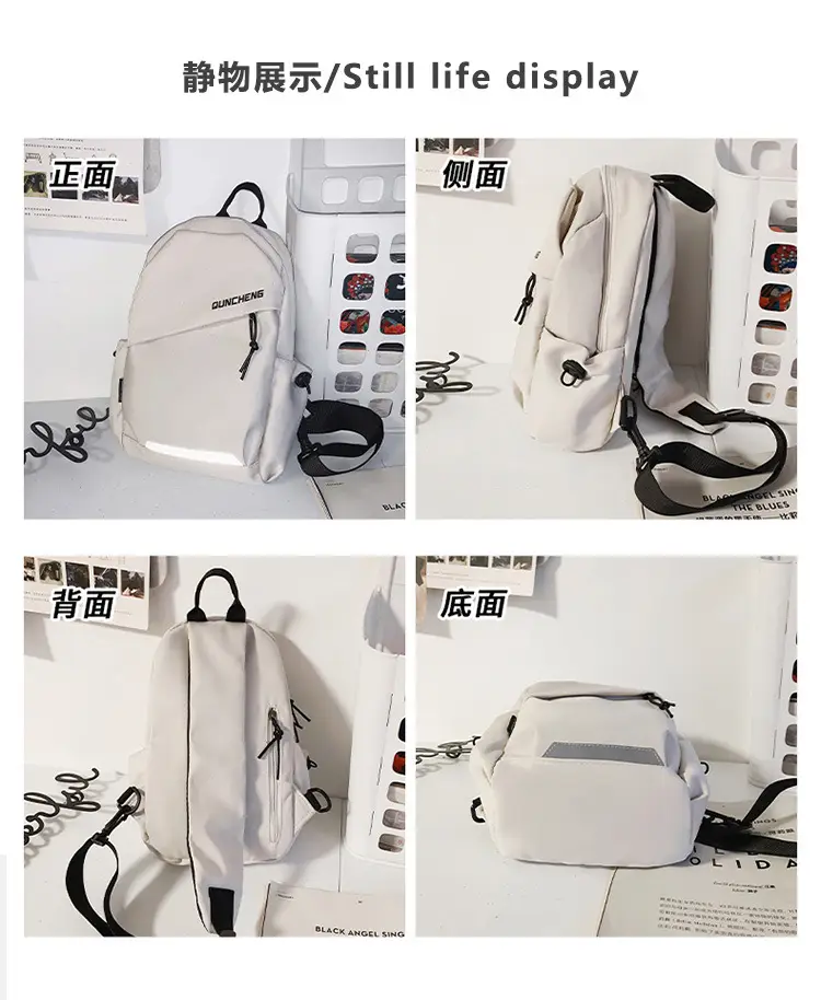 White Korean Style Crossbody Backpack for Men Women — feature 13