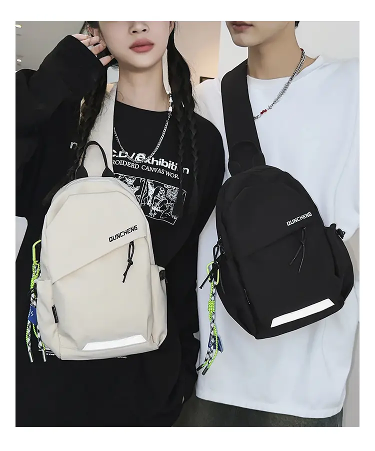 White Korean Style Crossbody Backpack for Men Women — feature 9