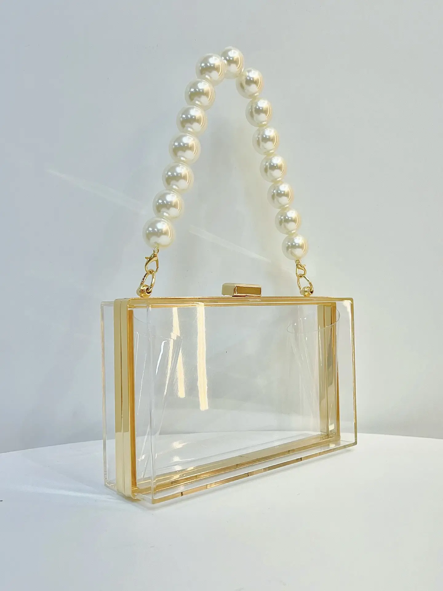 Transparent Crossbody Clutch Bag with Pearl Handle — feature 10