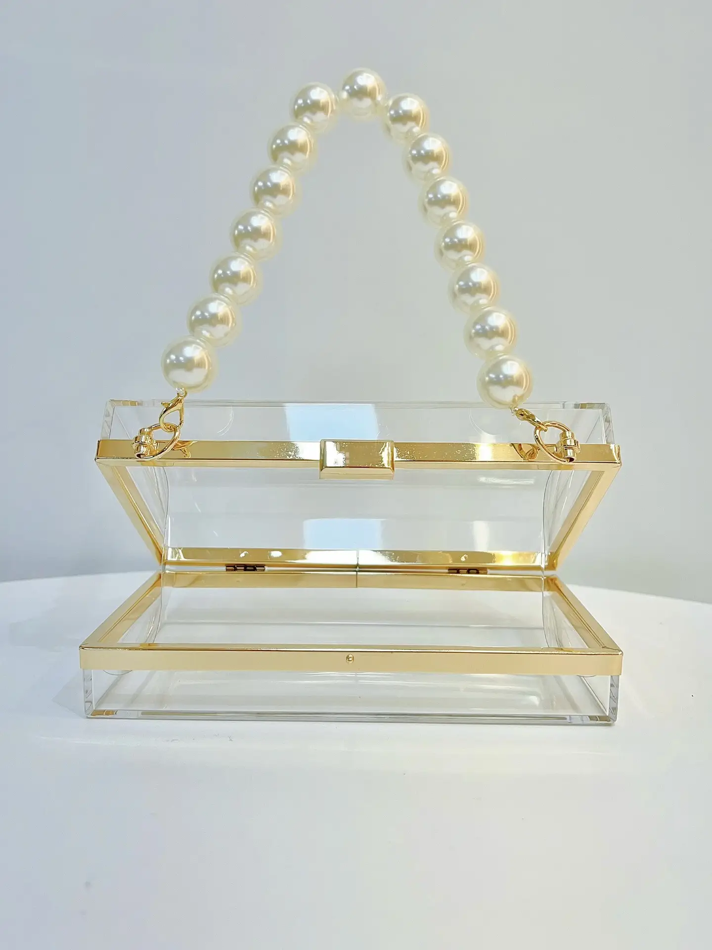 Transparent Crossbody Clutch Bag with Pearl Handle — feature 11