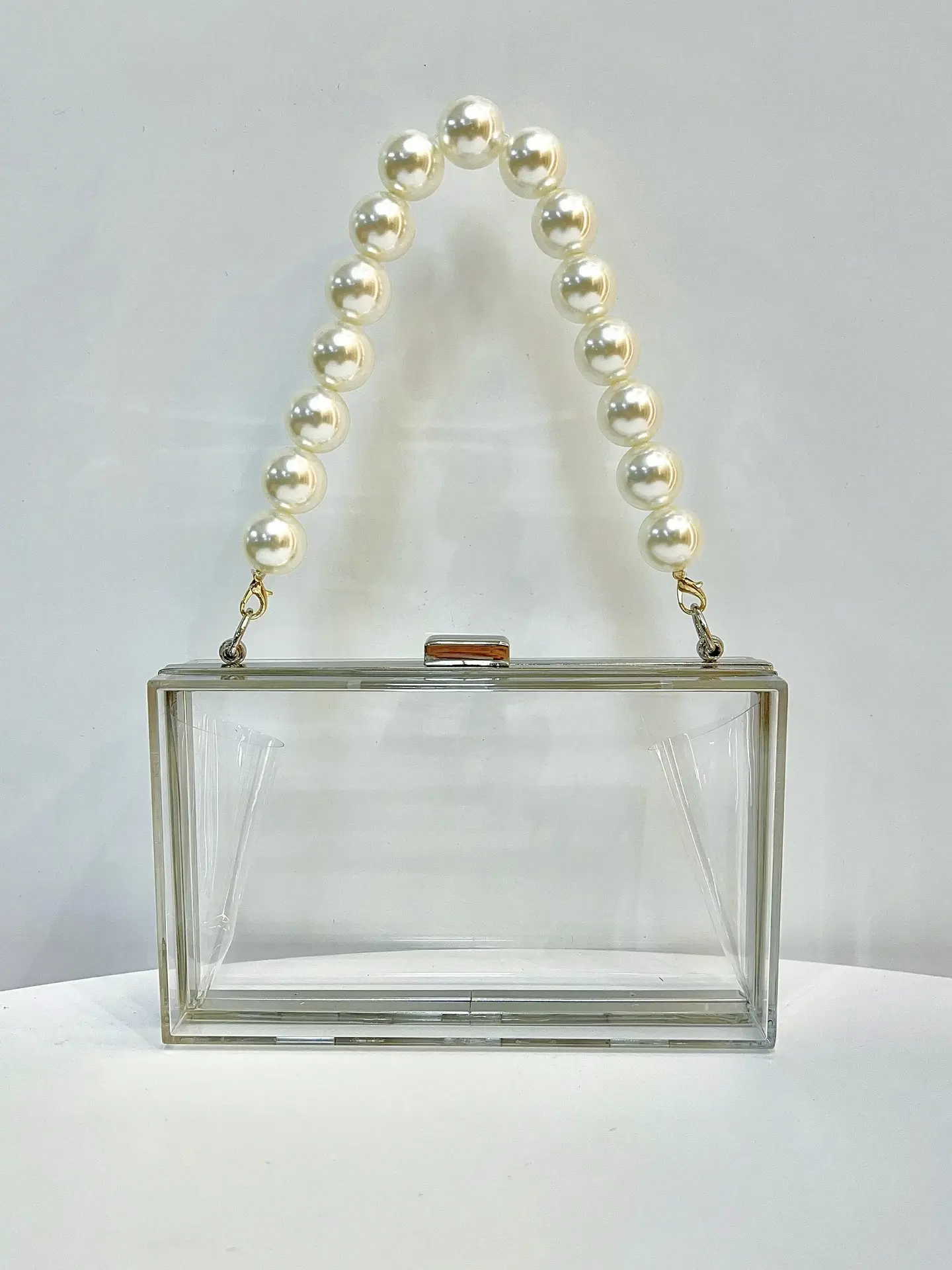 Transparent Crossbody Clutch Bag with Pearl Handle — feature 12