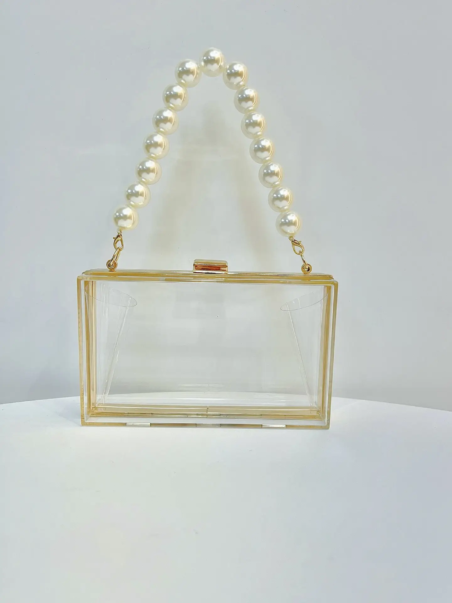 Transparent Crossbody Clutch Bag with Pearl Handle — feature 9
