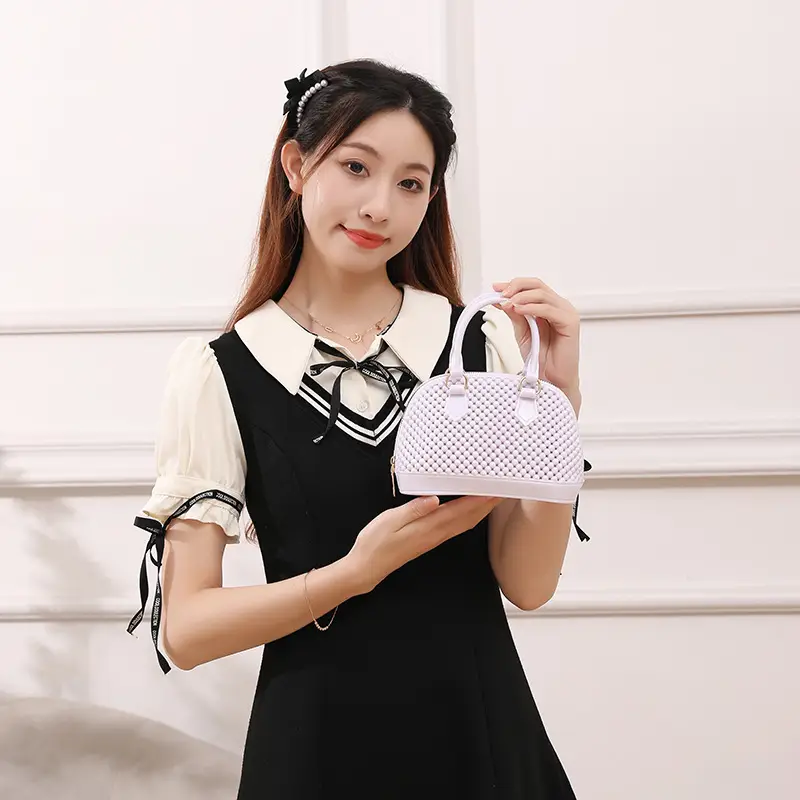 Red Jelly Textured Crossbody Bag with Chain - Image 20