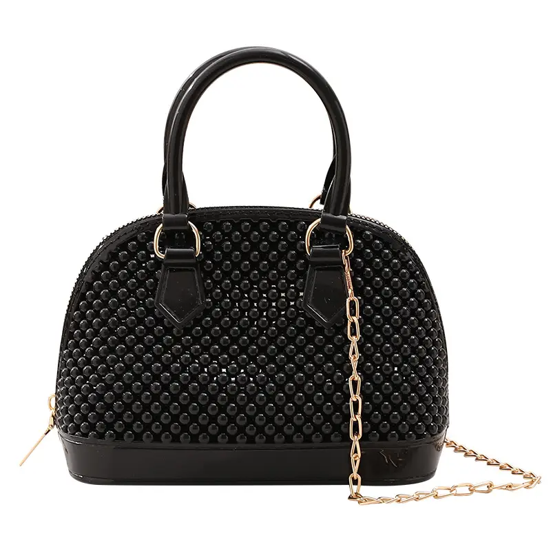Red Jelly Textured Crossbody Bag with Chain - Image 23