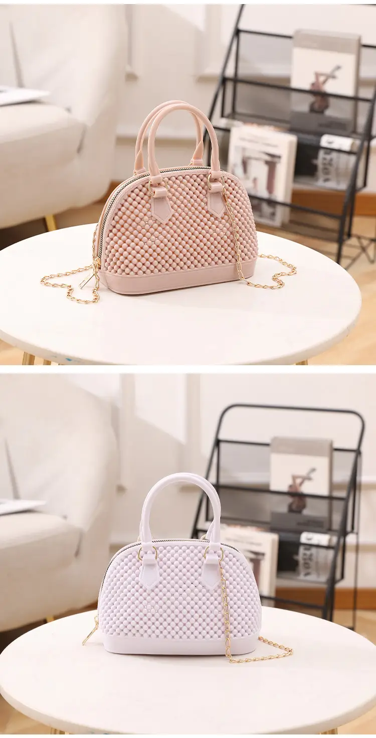 Red Jelly Textured Crossbody Bag with Chain — feature 16