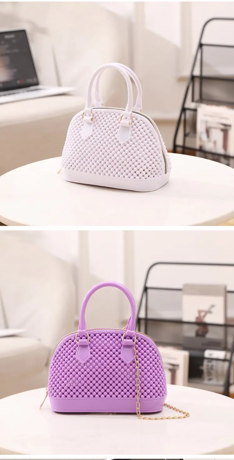 Red Jelly Textured Crossbody Bag with Chain — feature 17