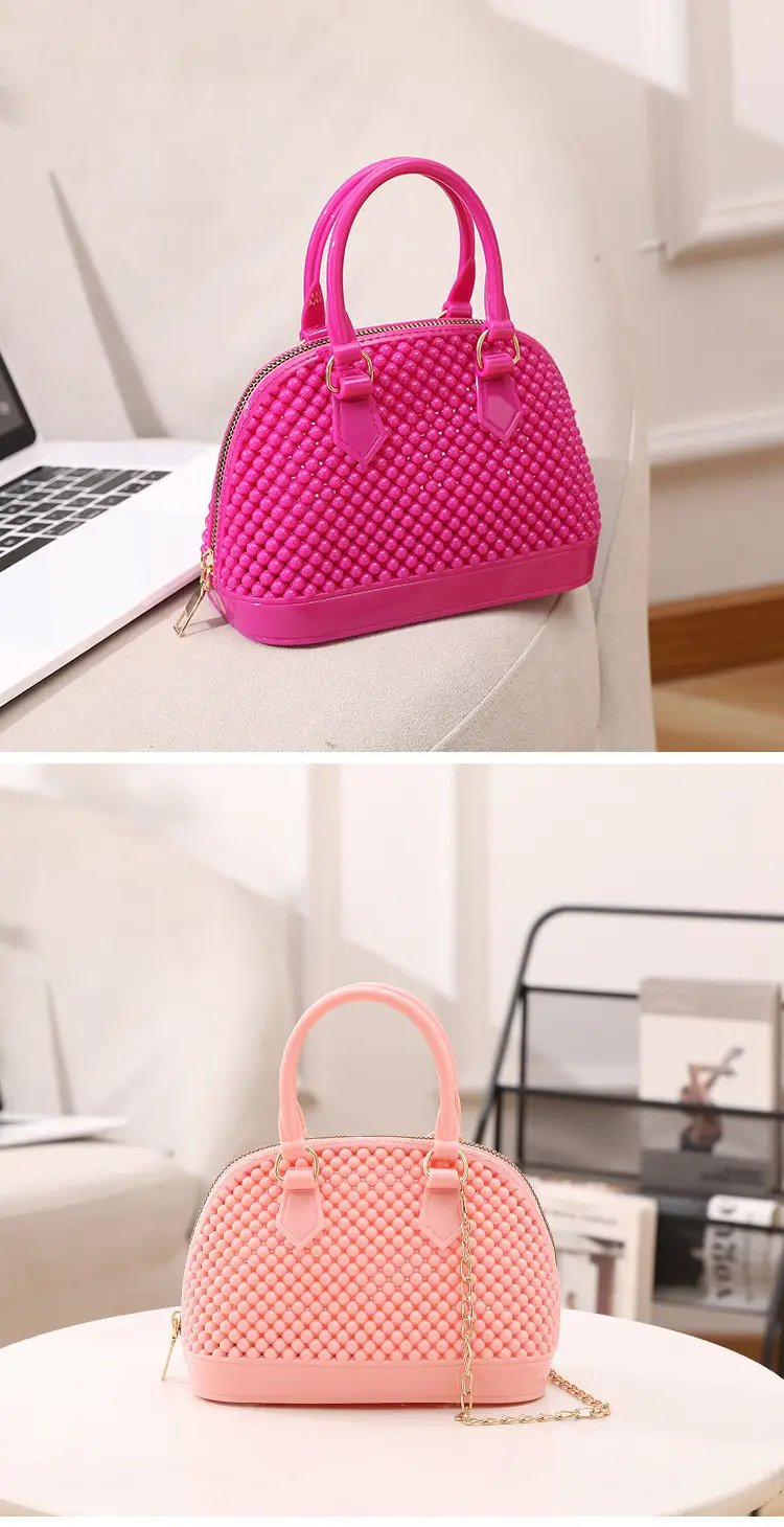 Red Jelly Textured Crossbody Bag with Chain — feature 20