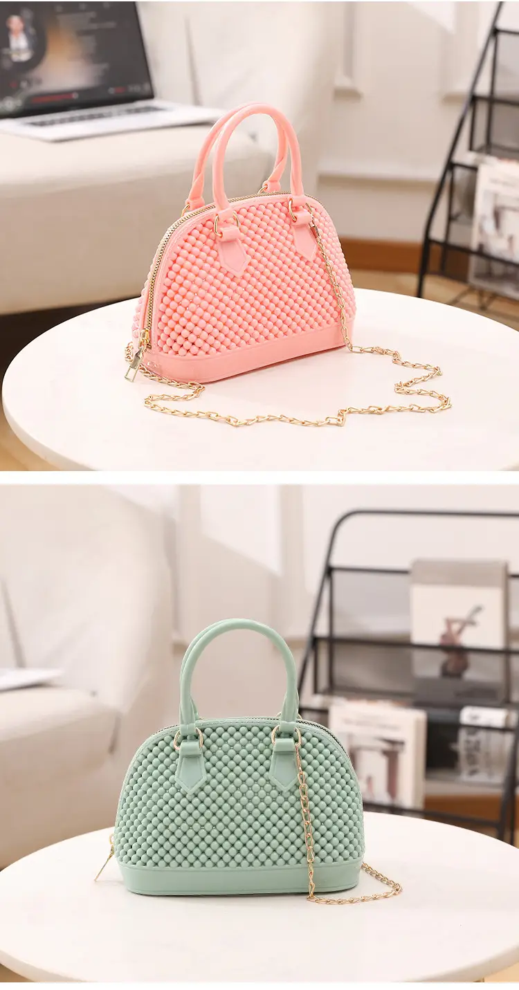 Red Jelly Textured Crossbody Bag with Chain — feature 21