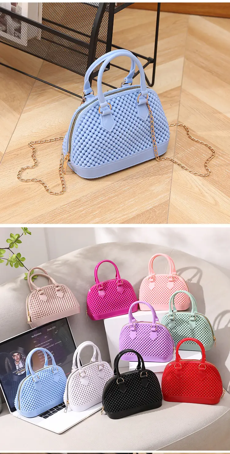 Red Jelly Textured Crossbody Bag with Chain — feature 23