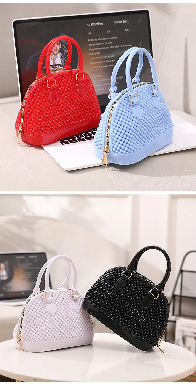 Red Jelly Textured Crossbody Bag with Chain — feature 25