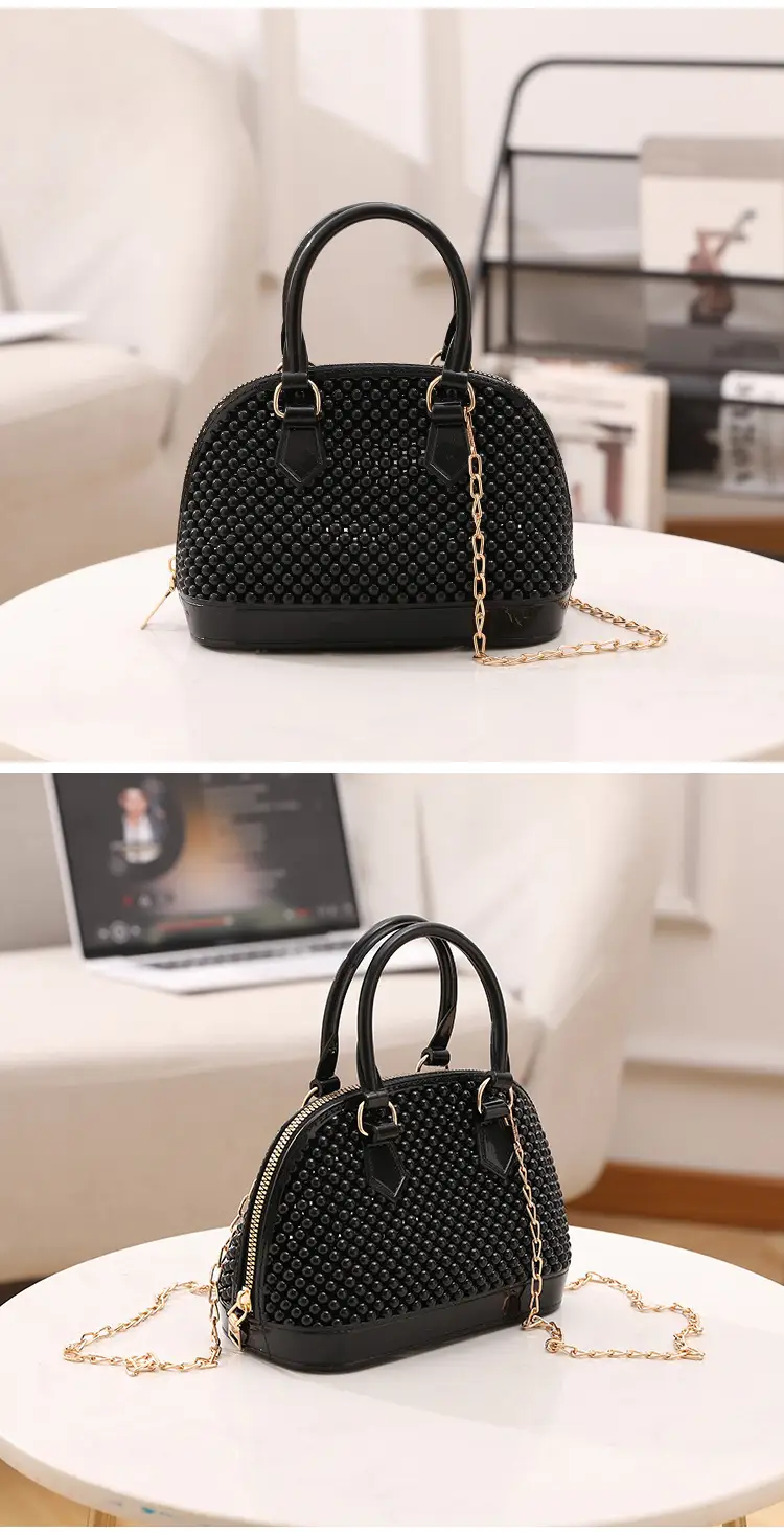 Red Jelly Textured Crossbody Bag with Chain — feature 26