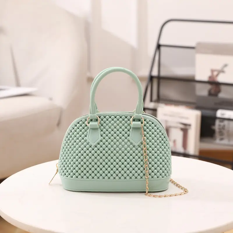 Red Jelly Textured Crossbody Bag with Chain - Image 14