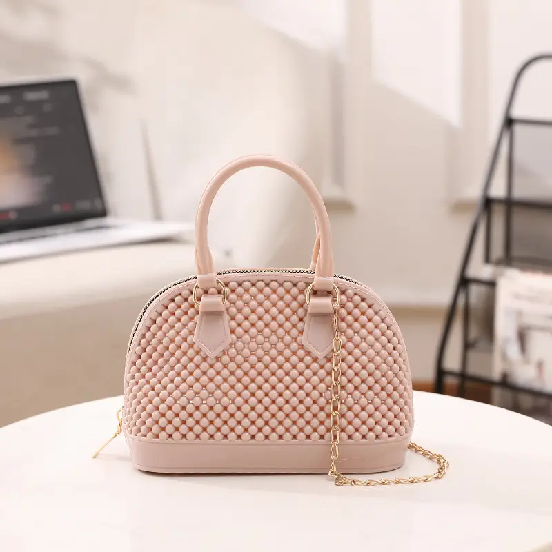 Red Jelly Textured Crossbody Bag with Chain - Image 17