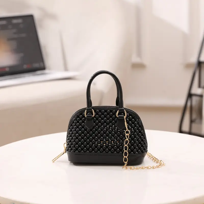 Red Jelly Textured Crossbody Bag with Chain - Image 2