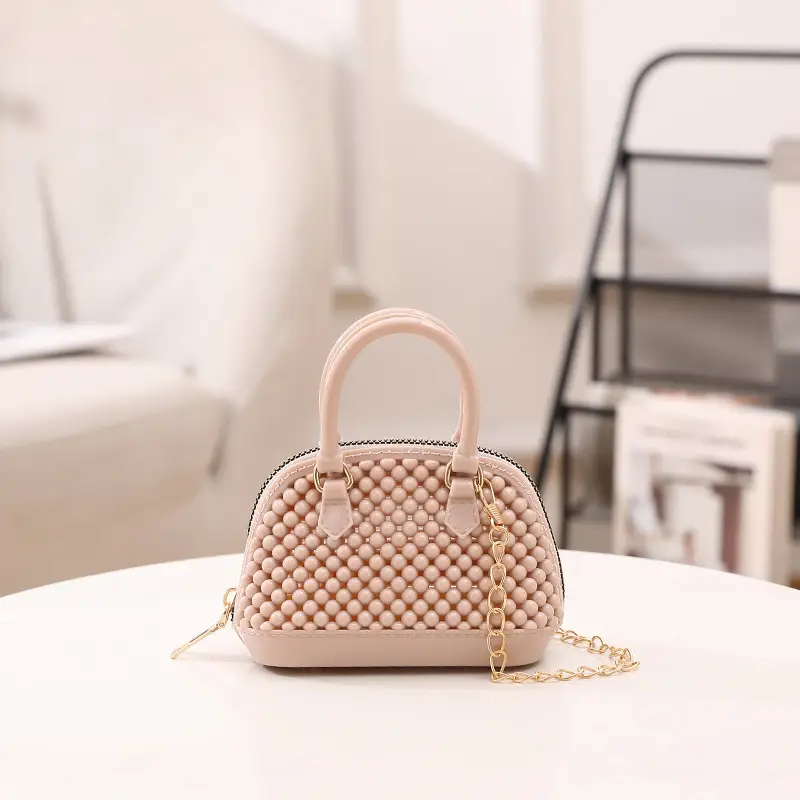 Red Jelly Textured Crossbody Bag with Chain - Image 8