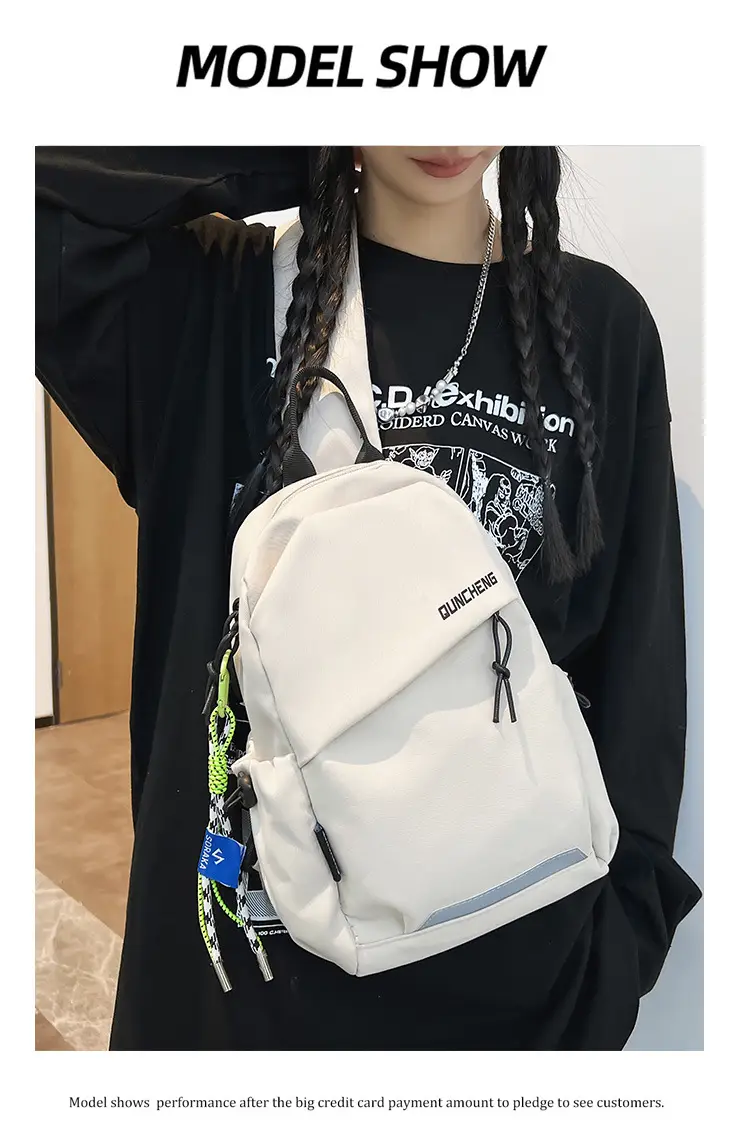 Men Casual Japanese Style Chest Bag Black 17x20cm — feature 14