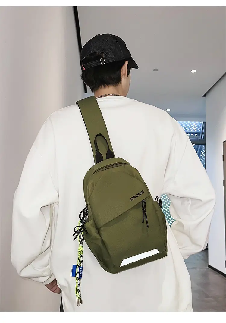 Men Casual Japanese Style Chest Bag Black 17x20cm — feature 18