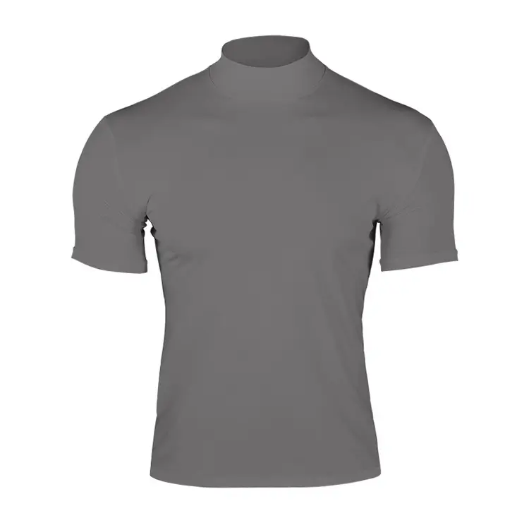 Men's Black Tight High Collar T-Shirt Short Sleeve 2025 — feature 11