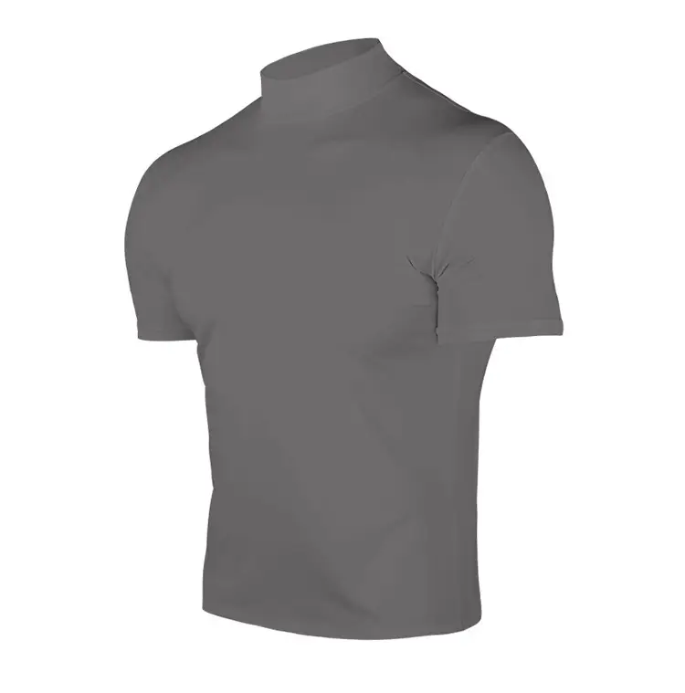 Men's Black Tight High Collar T-Shirt Short Sleeve 2025 — feature 12