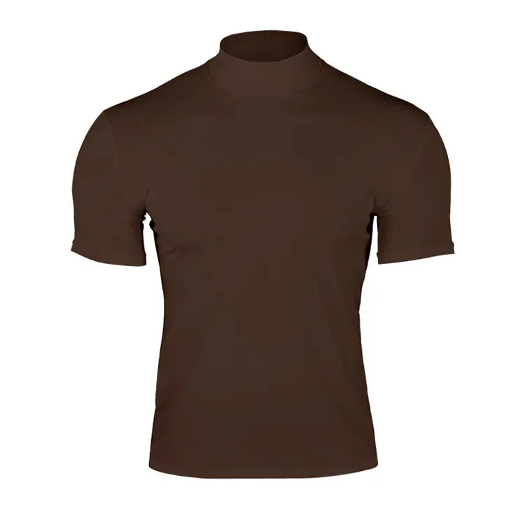 Men's Black Tight High Collar T-Shirt Short Sleeve 2025 — feature 14