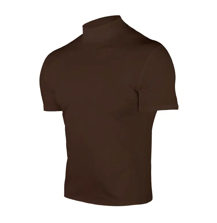 Men's Black Tight High Collar T-Shirt Short Sleeve 2025 — feature 15
